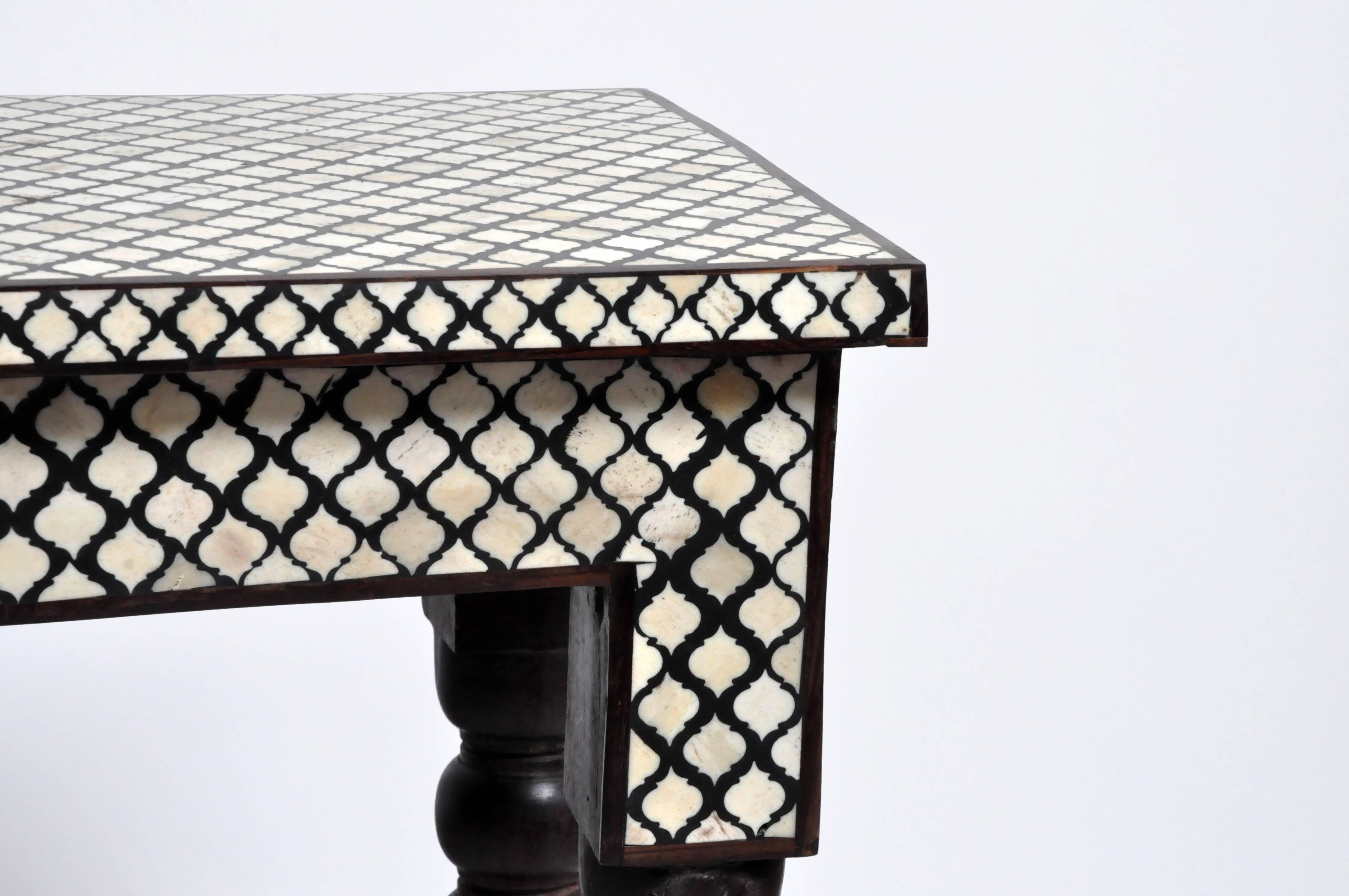 Elongated Bone Inlay Console Table 1