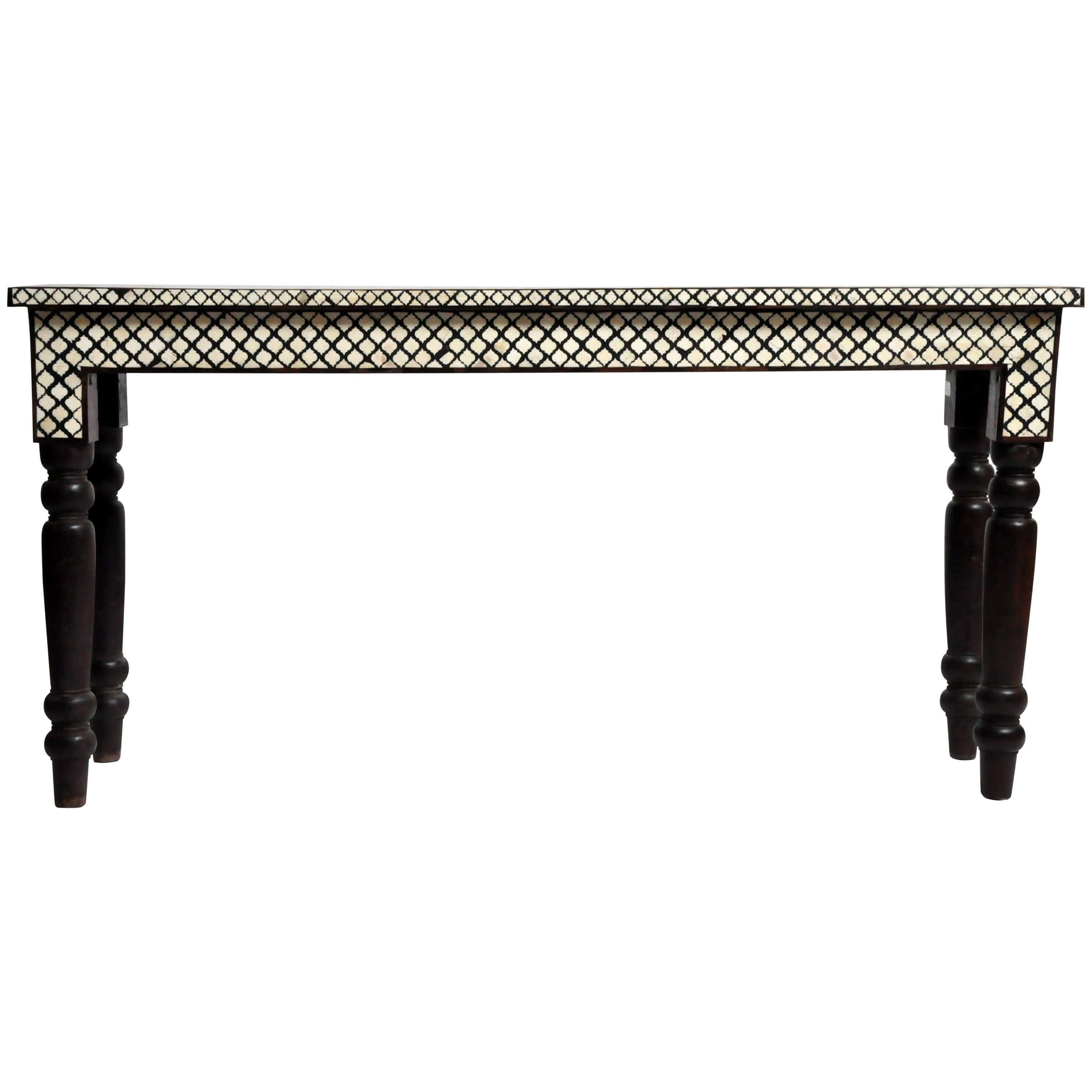 Elongated Bone Inlay Console Table