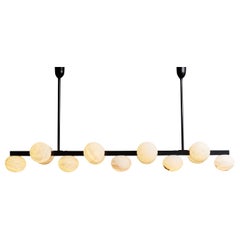 Elongated Brass and Alabaster Chandelier by Glustin Luminaires