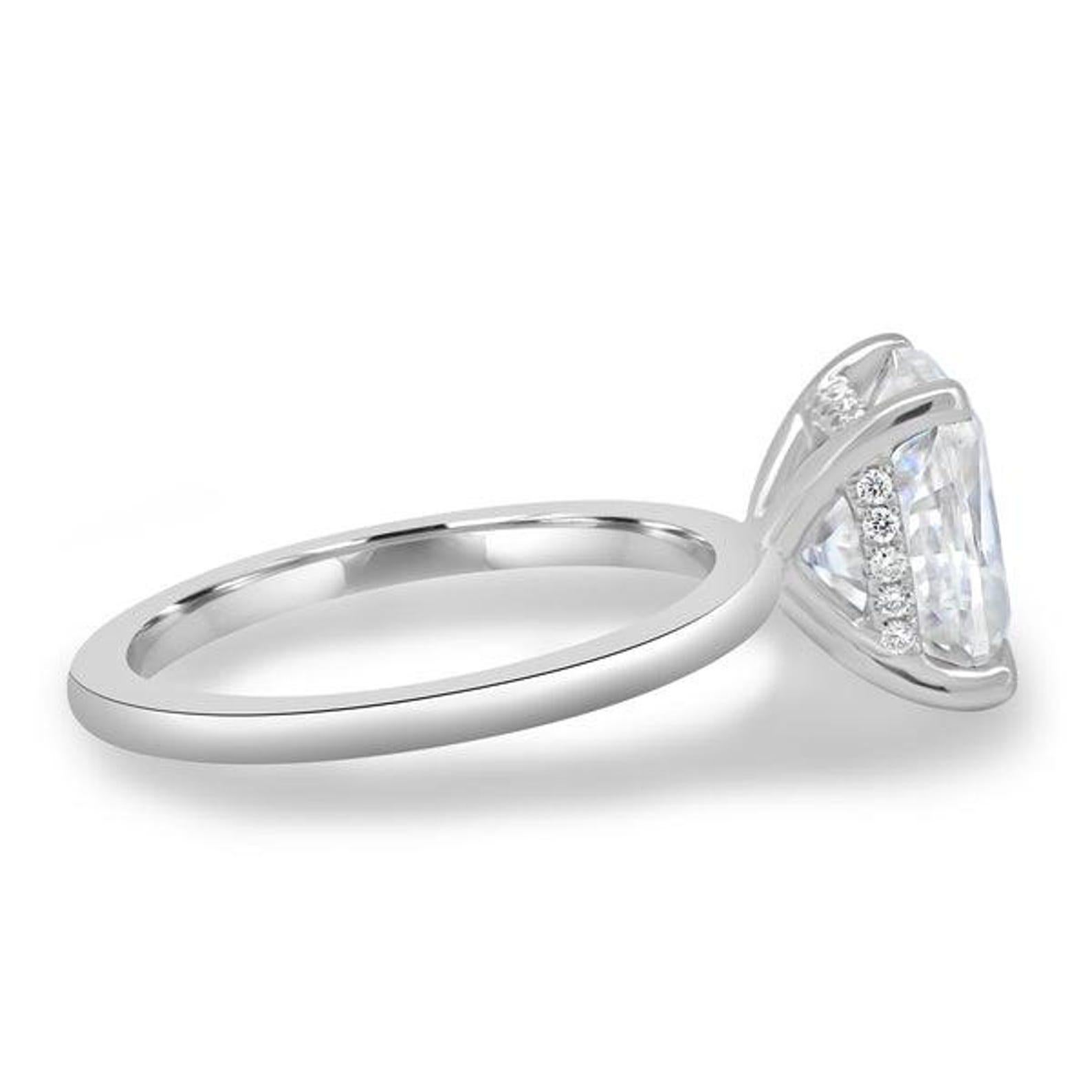 Anillo solitario de moissanita de corte cojín alargado Anillo de compromiso para mujer. 3