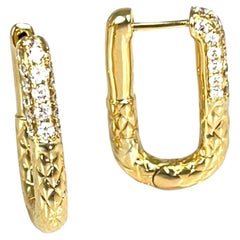 Elongated Diamond Hoop Earrings in 18k Yellow Gold, .71 Carats Total