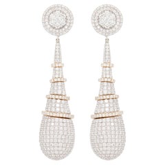 Elongated Diamond Teardrop Earrings in 18 Carat White and Yellow Gold