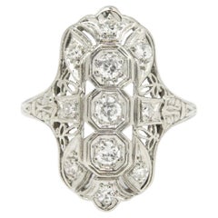 Antique Edwardian 3-Stone Sapphire Engagement Ring Diamond Filigree ...