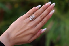 Elongated Edwardian Twin Diamond Three Stone Trilogy Engagement Ring