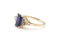 Elongated Emerald-Cut Violet Iolite Ring