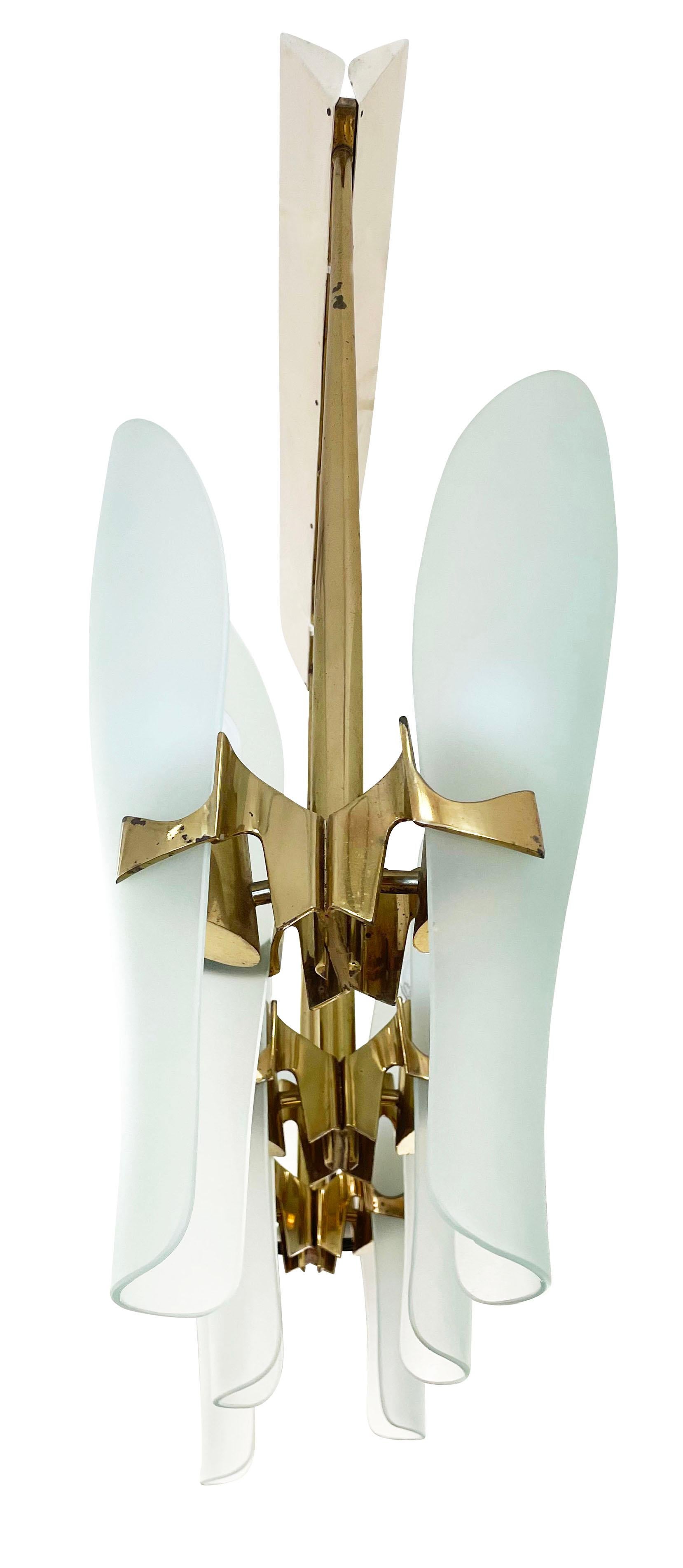 Elongated Fontana Arte Chandelier, Italy, 1960s In Good Condition In New York, NY