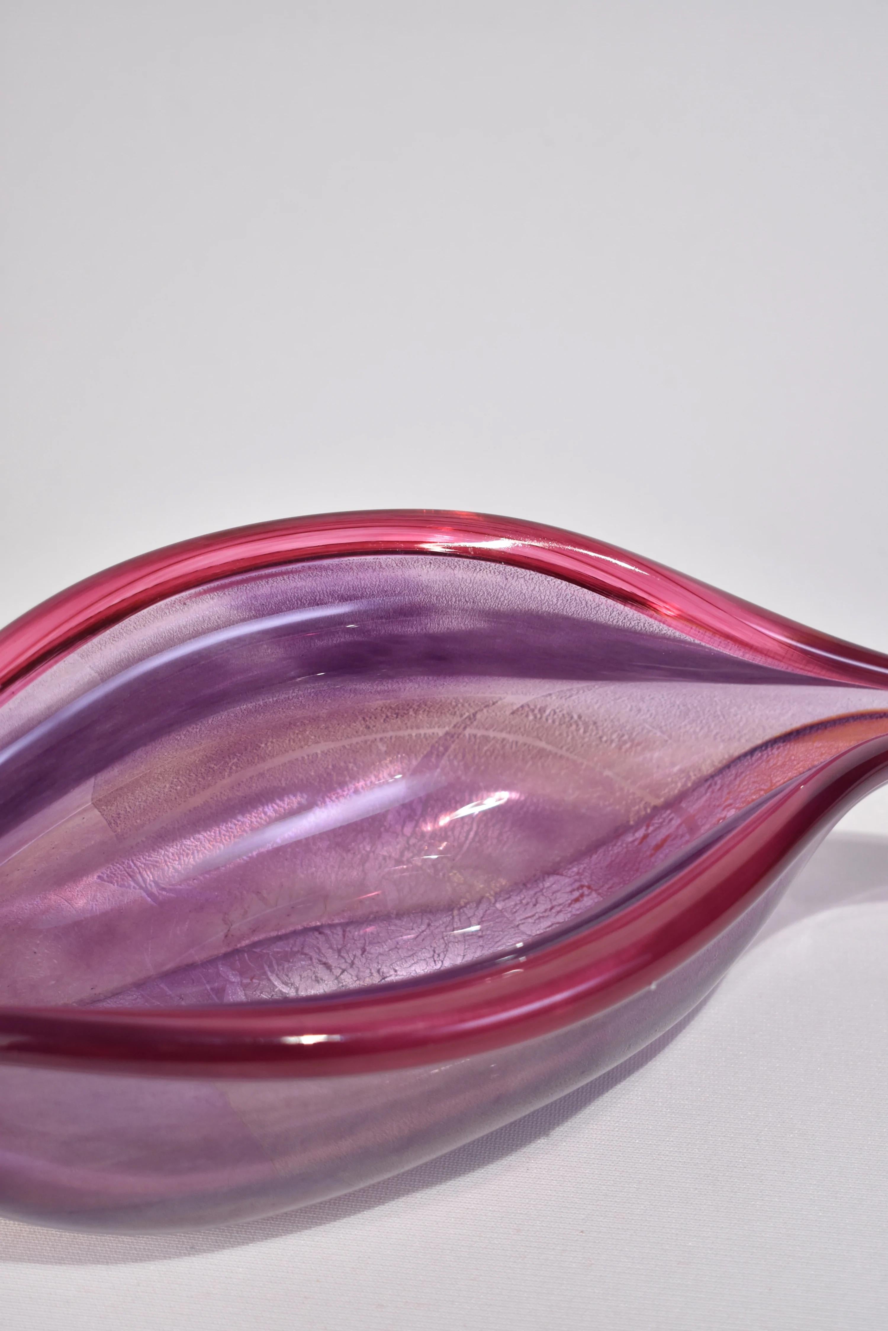 Hand-Crafted Elongated Glass Bowl
