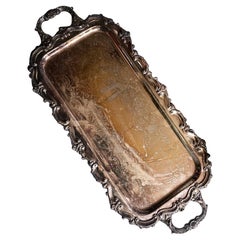 Vassoio da bar con manico allungato e piede EPCA Bristol Silverplate di Poole 132