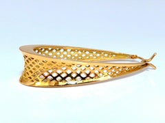 Elongated Mesh Lever Clip Hoop Earrings 14kt Gold