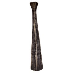 Elongated Modern Textured Vase Art Pottery Black & White