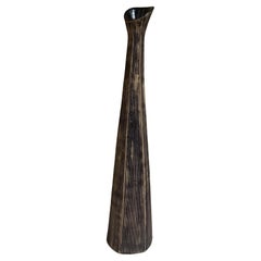 Elongated Modern Textured Vase Art Pottery Black & White