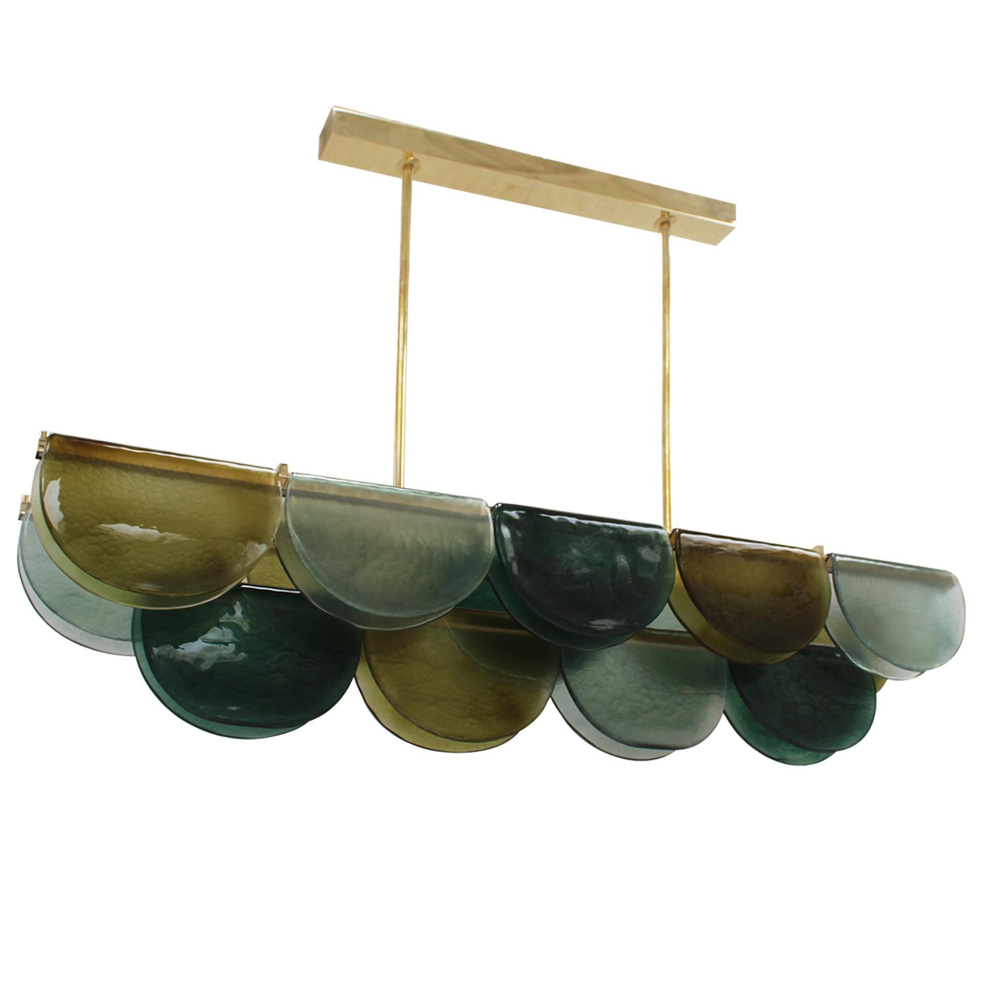 Lámpara de techo alargada de cristal de Murano, Italia Moderno de mediados de siglo en venta