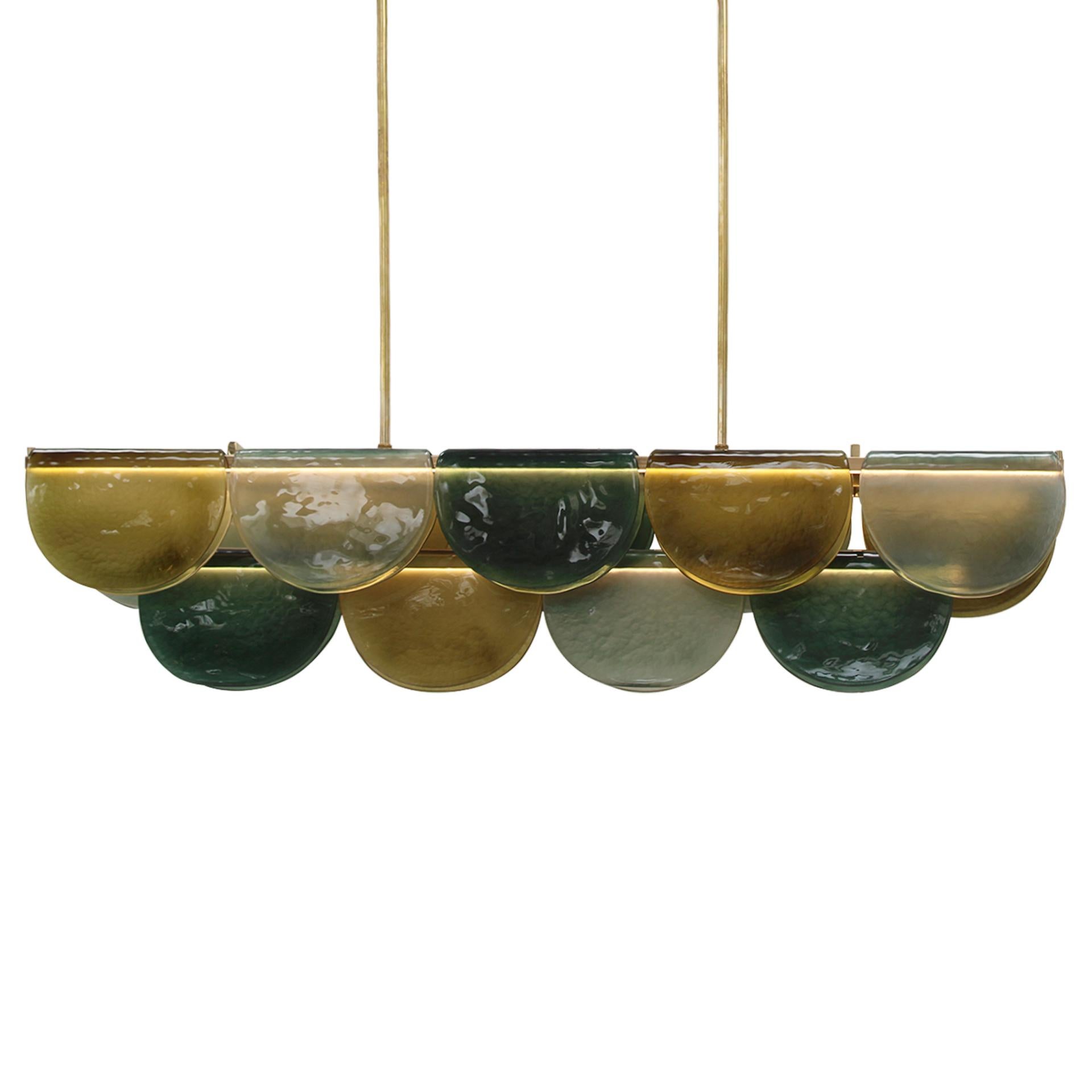 Ottone Lampada da soffitto allungata in vetro di Murano, Italia in vendita