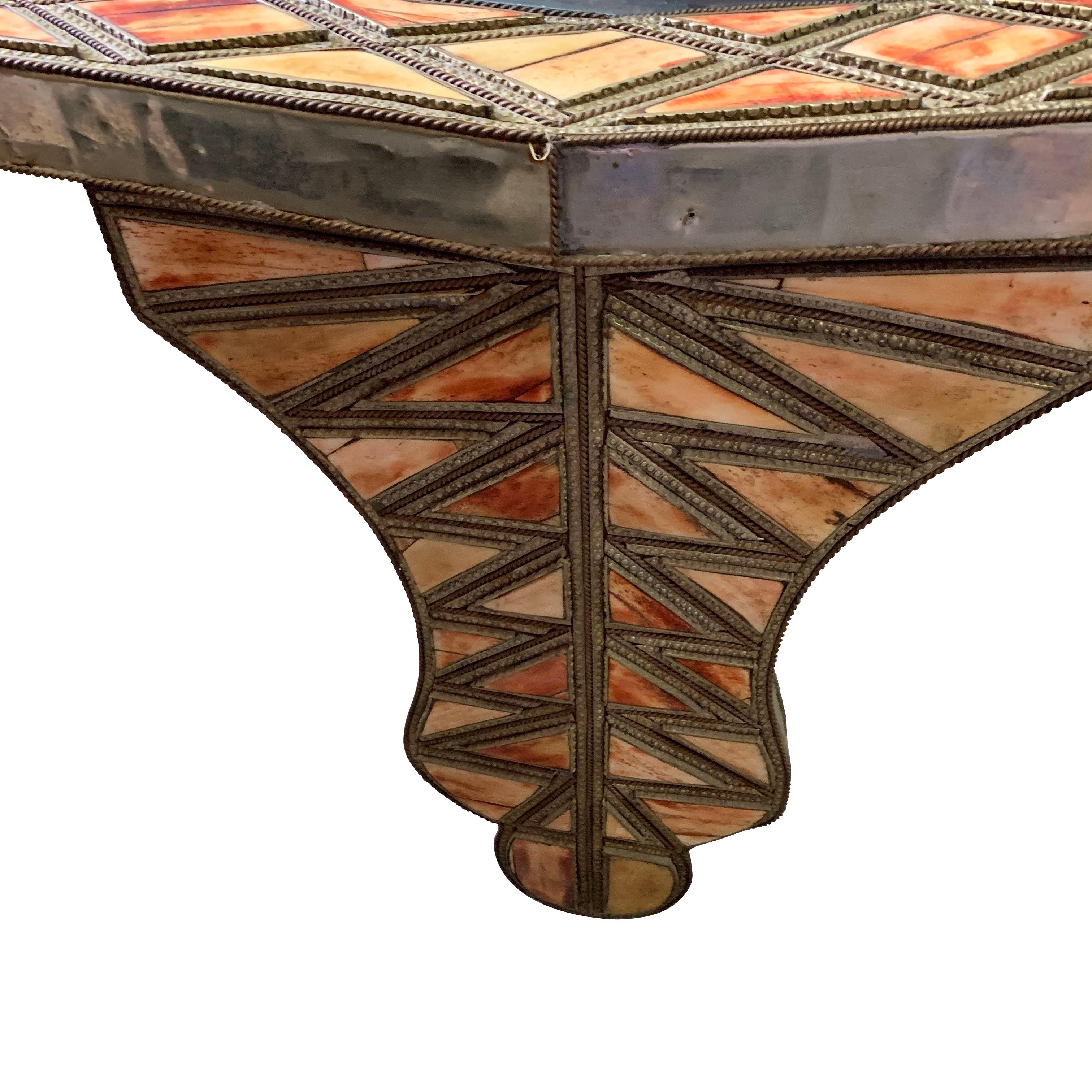 20th Century Elongated Octagonal Coffee Table, Morocco, Midcentury For Sale