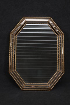 Elongated Octagonal Gilded Hollywood Regency Mirror circa 1960s