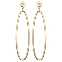 Boucles d'oreilles pendantes ovales allongées en or jaune poli 14 carats