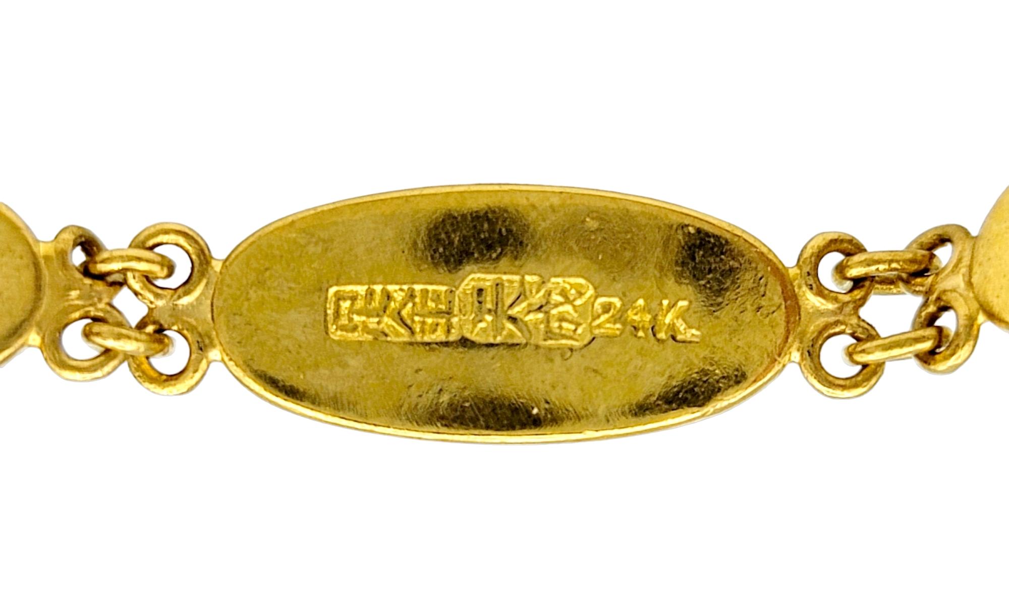 Elongated Oval Cabochon Jadeite Curb Link Bracelet Set in 24 Karat Yellow Gold  For Sale 4
