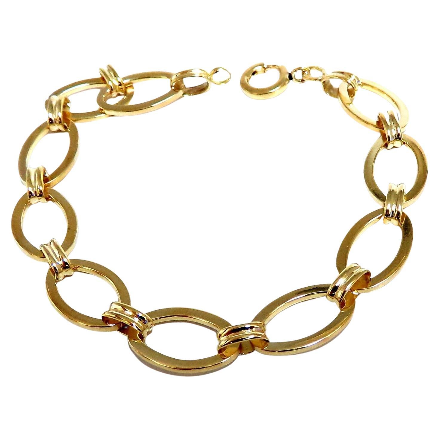 Elongated Oval Link Bracelet 14kt 8 inch For Sale