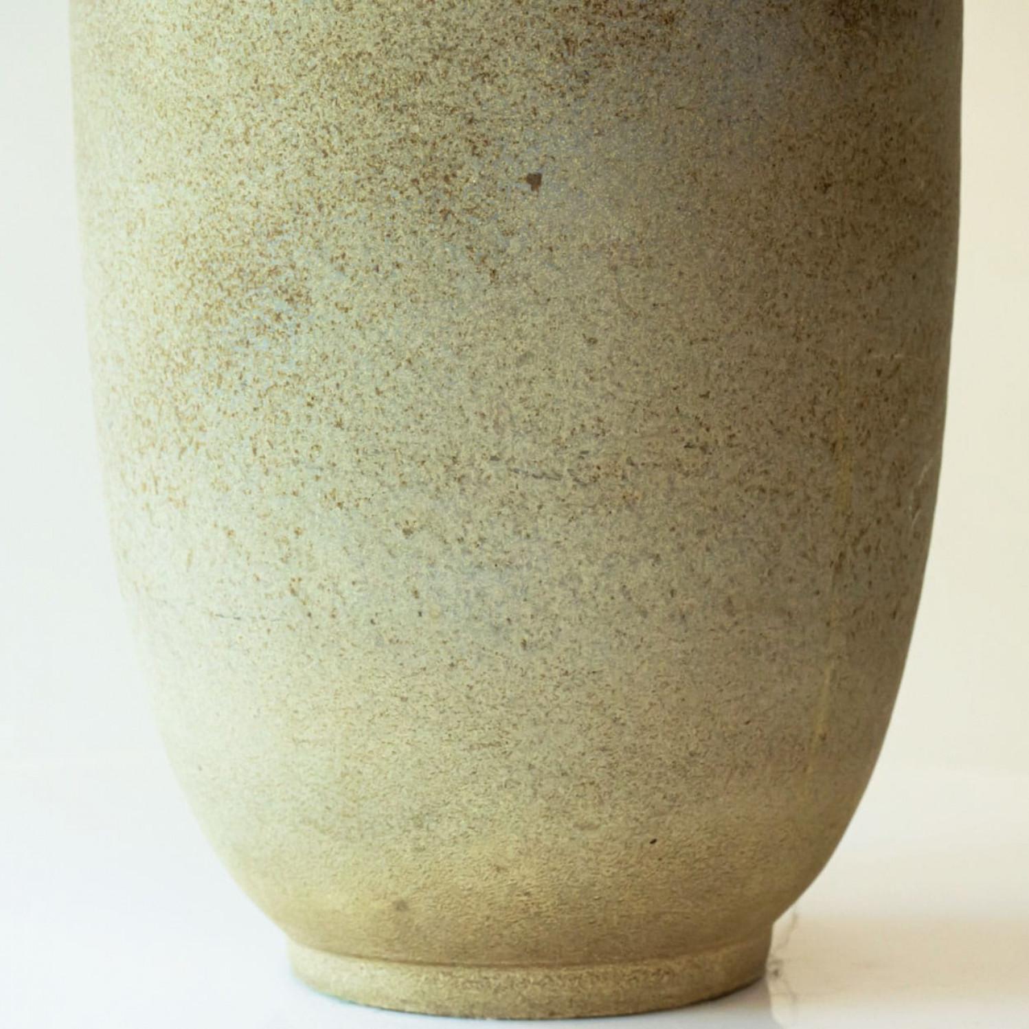 Danish Elongated Ovoid Green Ceramic Floor Lamp with custom Lampshade by R. Houben For Sale
