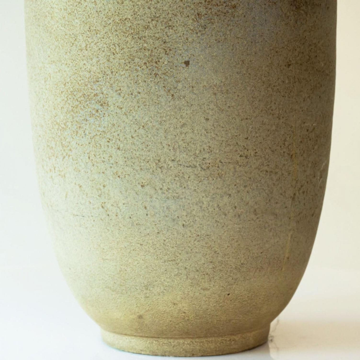 Danish Elongated Ovoid Green Ceramic Floor Lamp with custom Lampshade by R. Houben For Sale