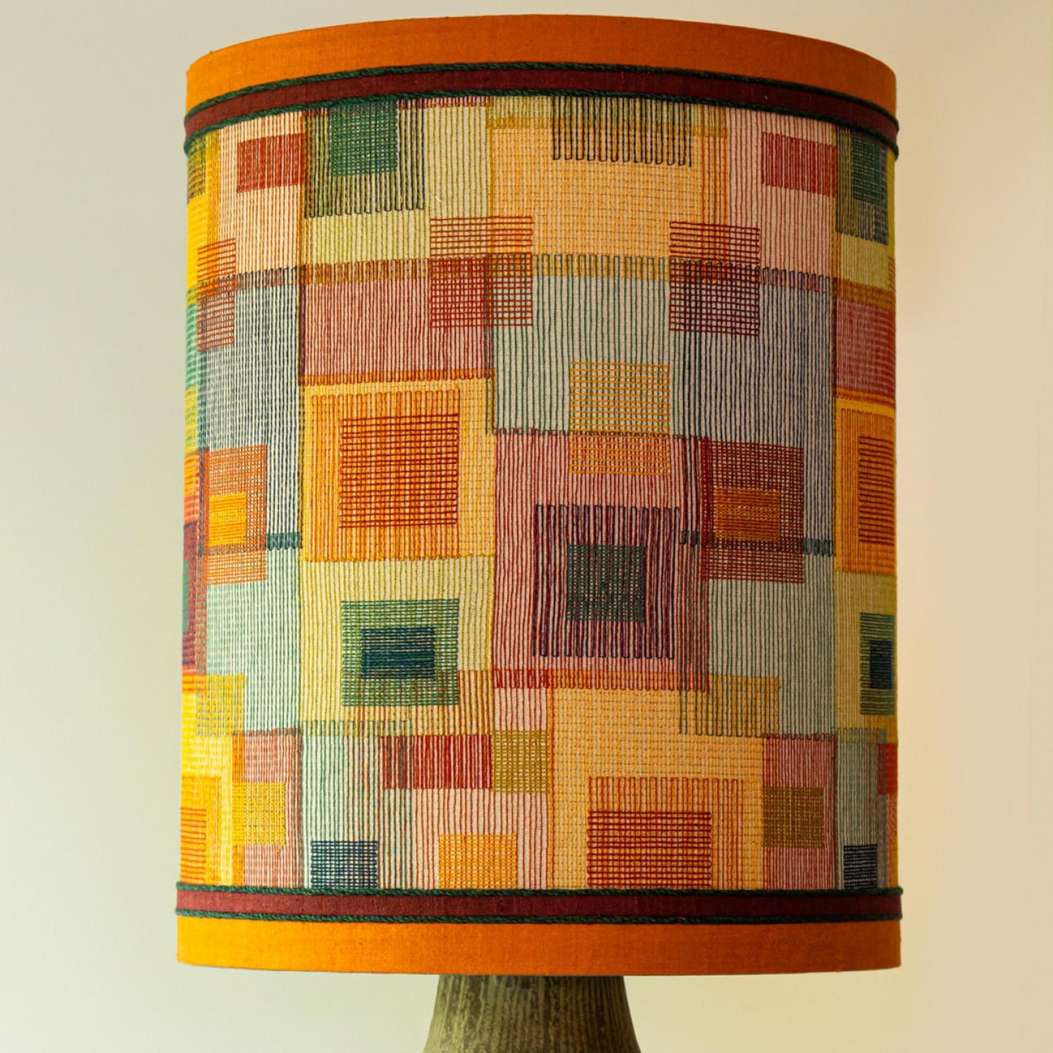 Elongated Ovoid Lime Green Ceramic Table Floor Lamp with Lampshade by R. Houben For Sale 2