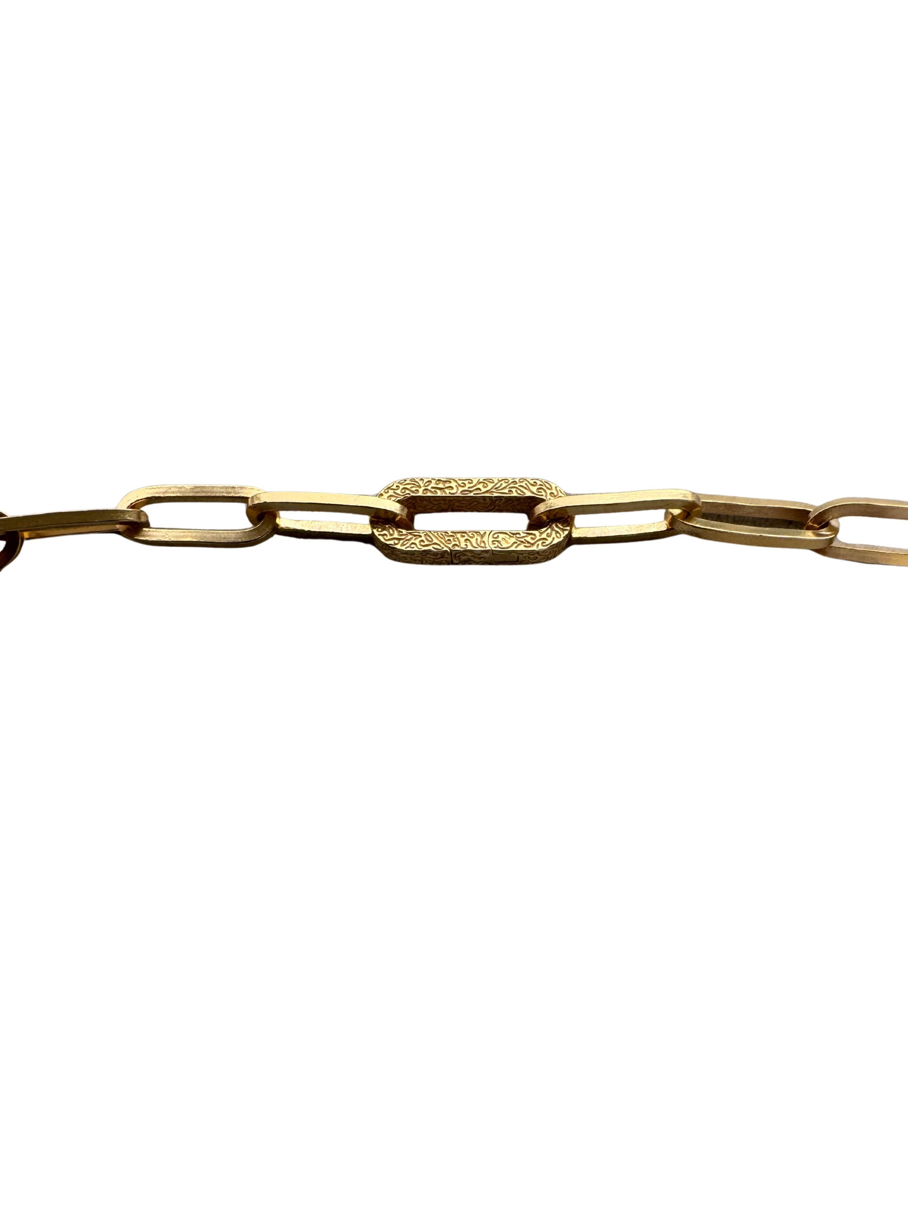 Femenino o masculino Collar de Cadena Gruesa de Oro Amarillo de 14K con Cierre de Eslabón de Clip de Papel Alargado en venta