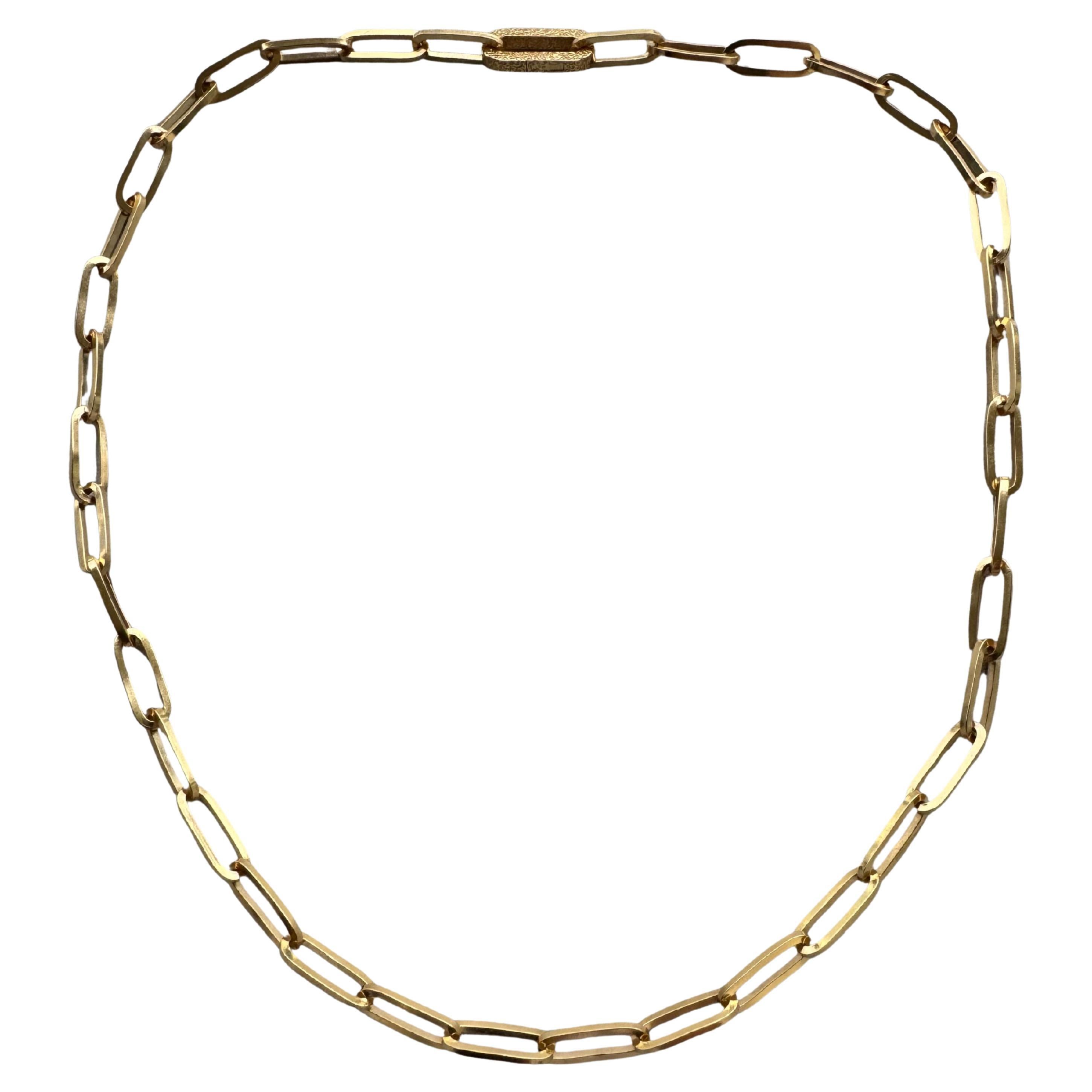 Collar de Cadena Gruesa de Oro Amarillo de 14K con Cierre de Eslabón de Clip de Papel Alargado en venta