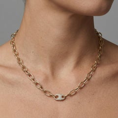 0.38ctw Diamond Paperclip Link 14K Yellow Gold Necklace