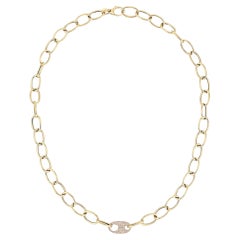 0.38ctw Diamond Paperclip Link 14K Yellow Gold Necklace