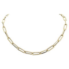 Elongated Paperclip Link Necklace in Polished 14 Karat Yellow Gold, 18" Long