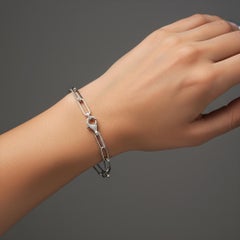 Elongated Pave 14K (or 18k upon request) White Gold Link Bracelet