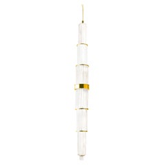 Lampe à suspension allongée en verre blanc
