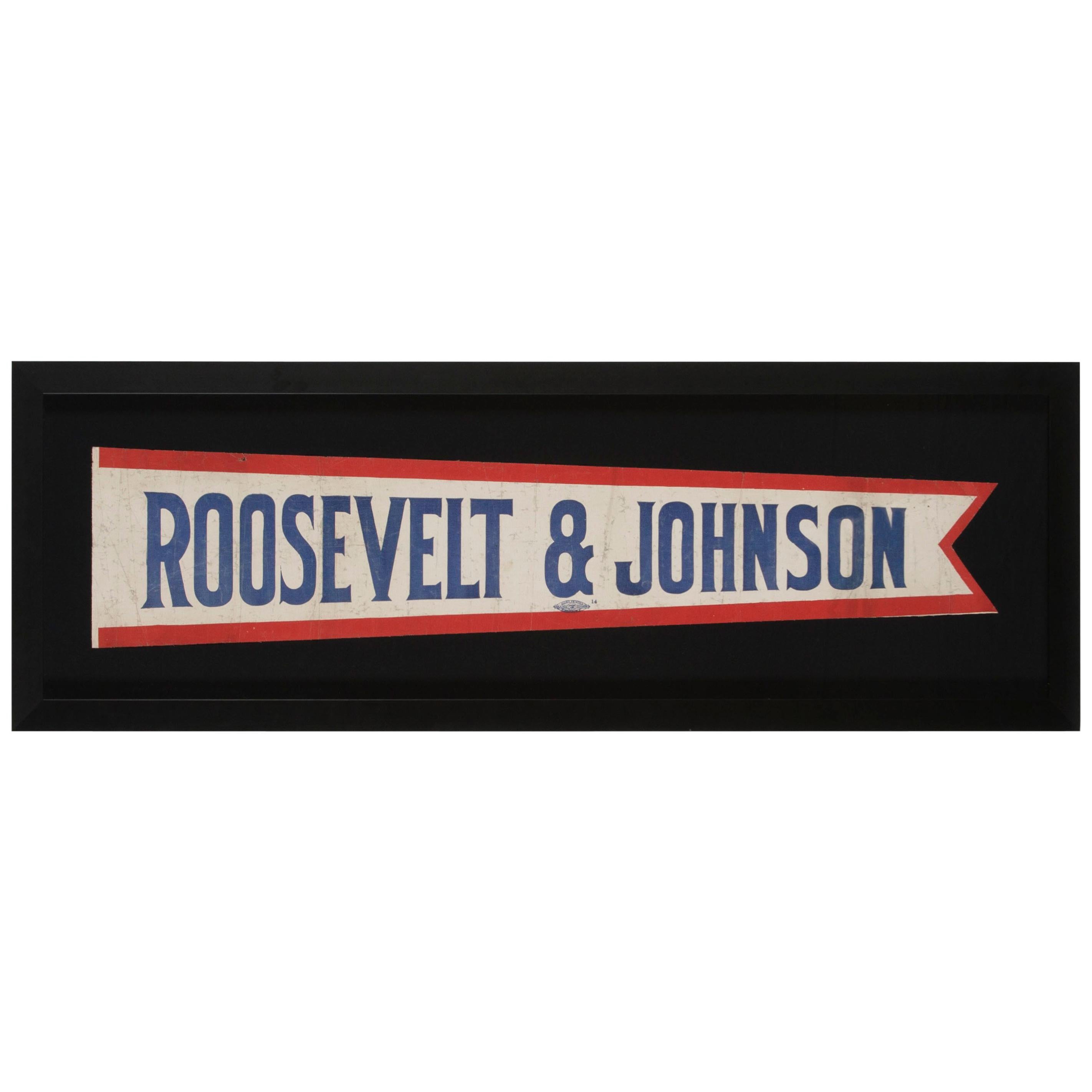 Elongated Pennant Made for the 1912 Presidential Campaign of Roosevelt & Johnson