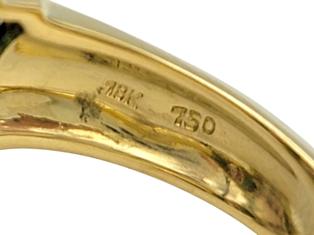 Elongated Pink and Green Bi-Color Tourmaline Cocktail Ring 18 Karat Yellow Gold For Sale 1