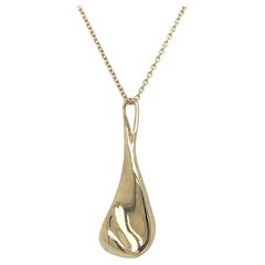 Ciondolo a forma di goccia di pioggia allungata in oro giallo 14k