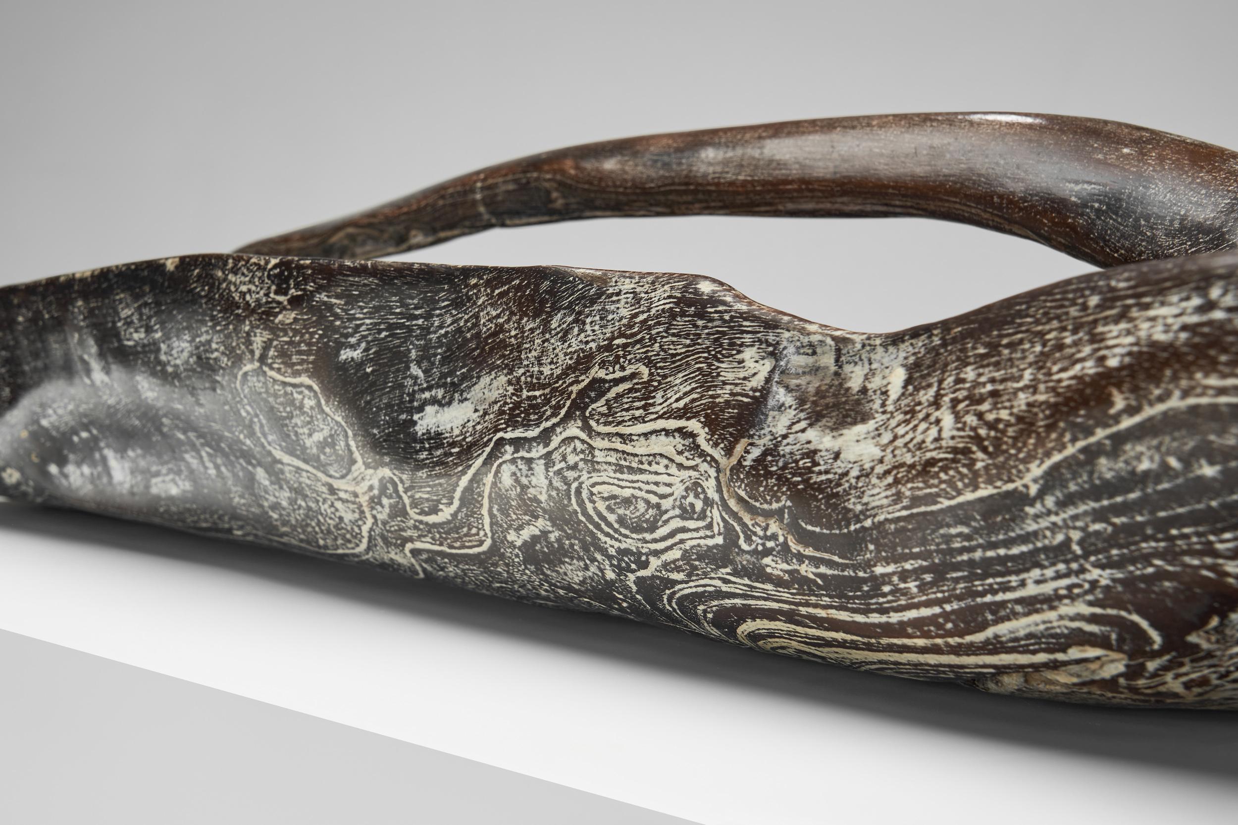 Elongated Sculptural Wooden Bowl, Europe Second half of the 20th Century For Sale 2