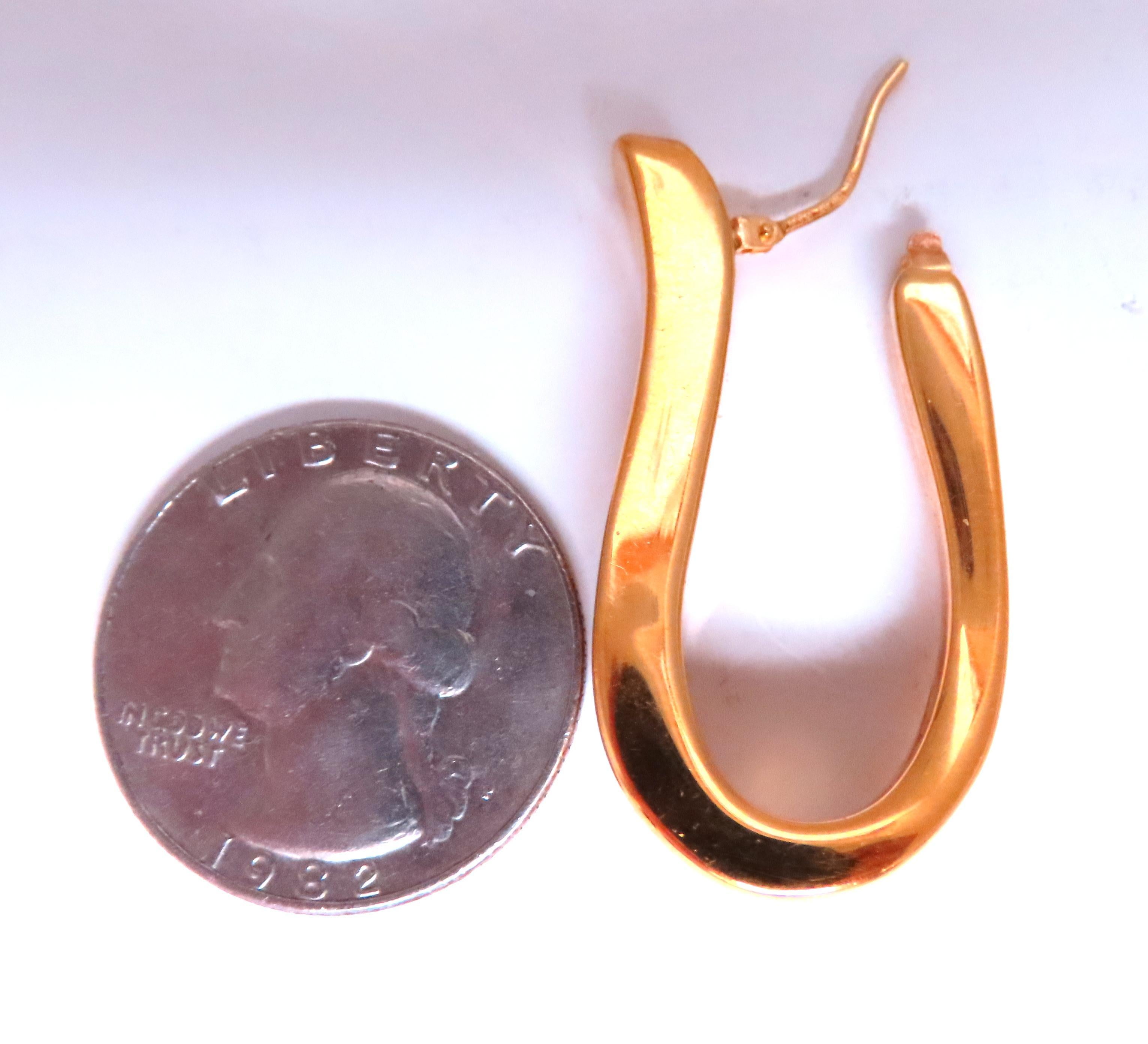 Pendiente de clip de palanca alargado semi aro alto brillo 14kt 12504 Contemporáneo en venta