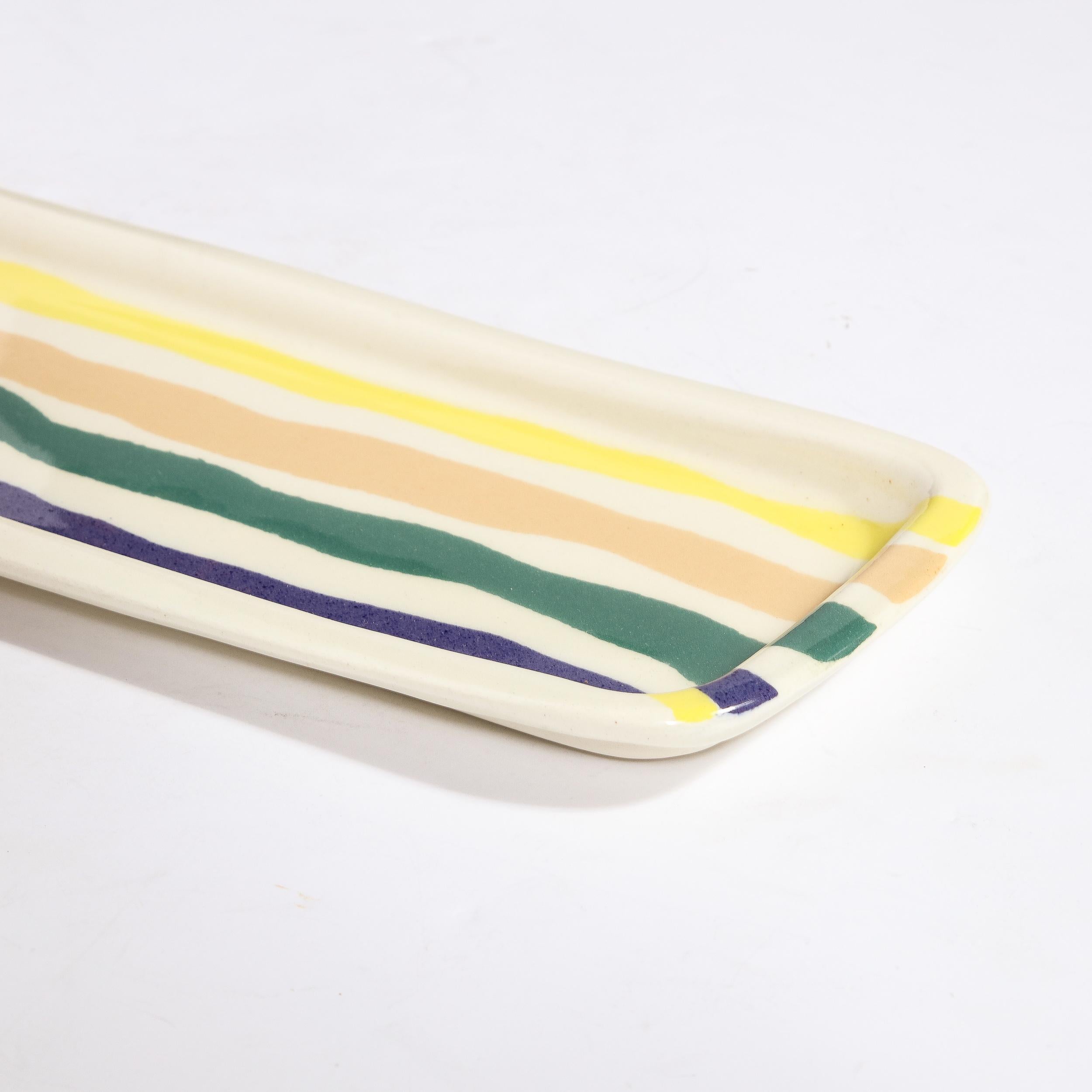 Elongated Serving Platter in Hand-Painted Ceramic by Jurg Lanrein  For Sale 4