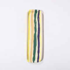 Elongated Serving Platter in Hand-Painted Ceramic by Jurg Lanrein
