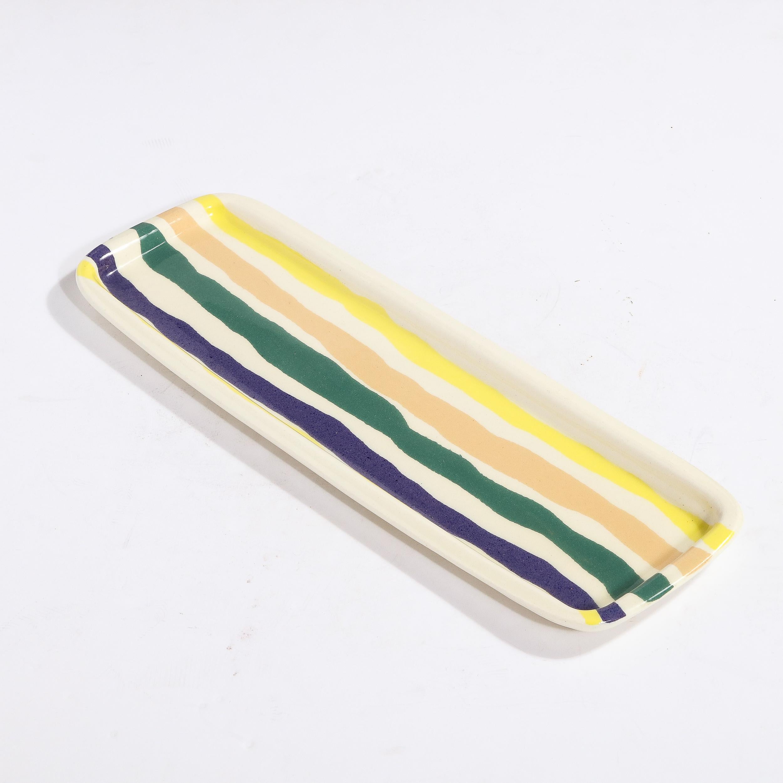 Elongated Serving Platter in Hand-Painted Ceramic by Jurg Lanrein  For Sale 2