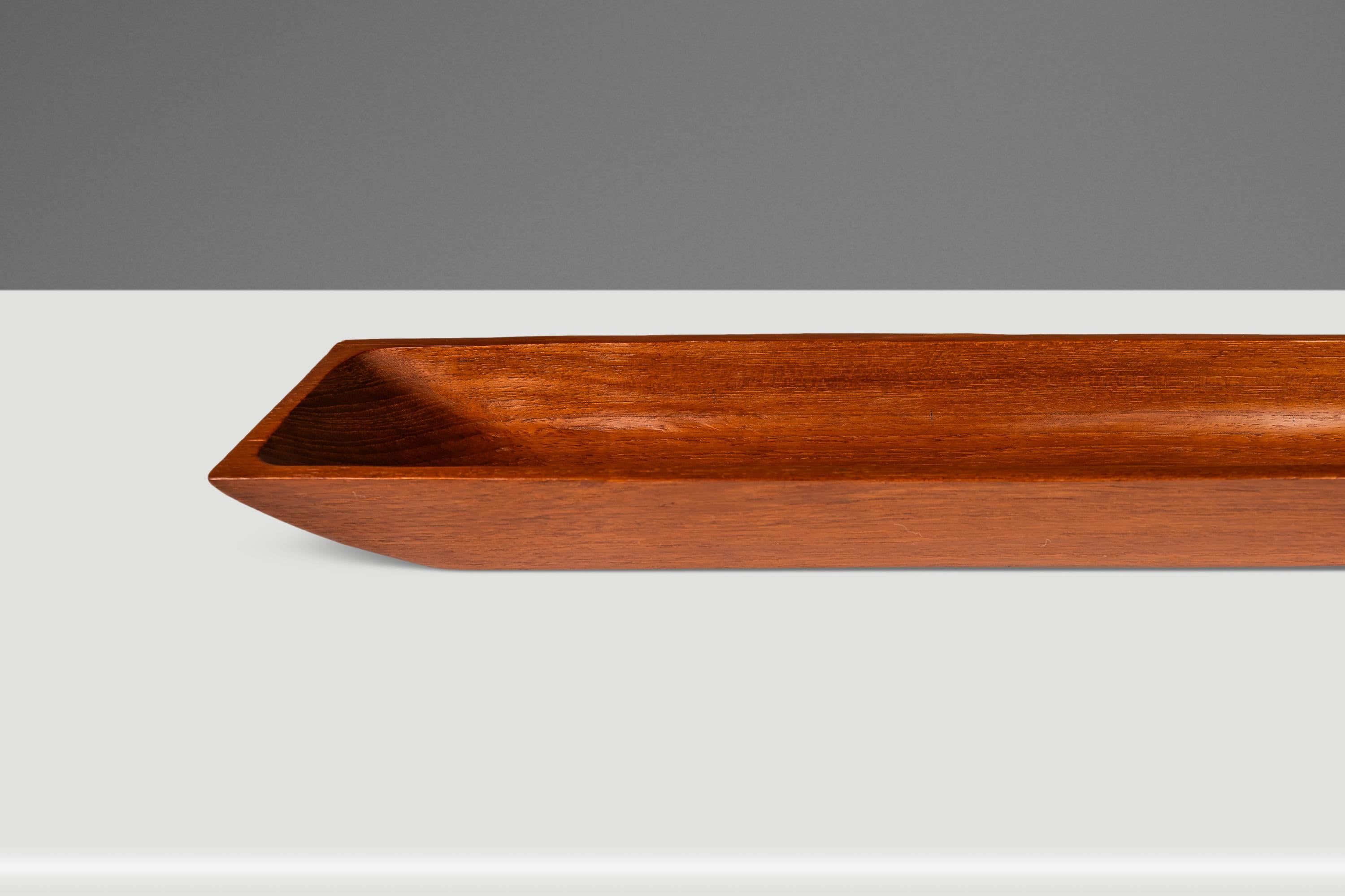 Elongated Serving Tray / Catch-All Hand-Carved from Solid Teak, c. 1970s For Sale 4