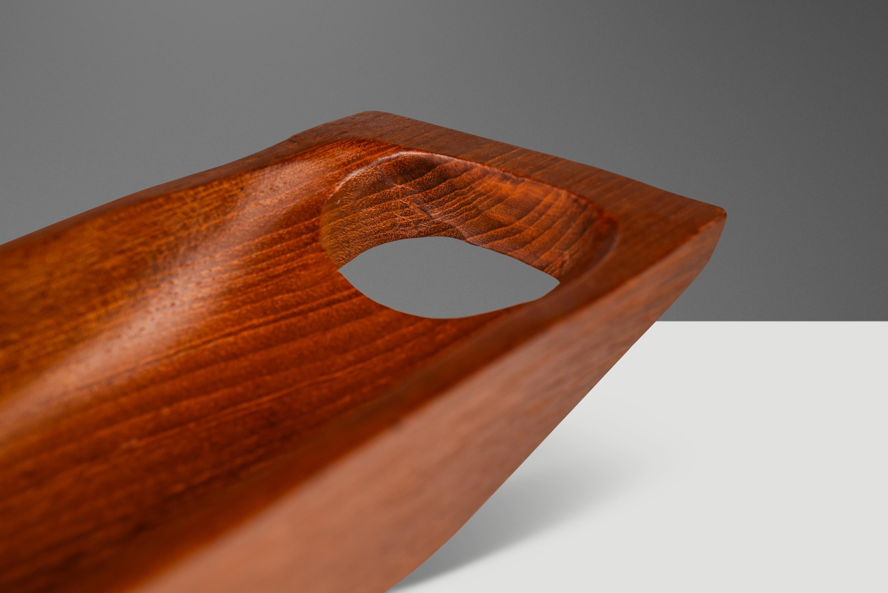 Elongated Serving Tray / Catch-All Hand-Carved from Solid Teak, c. 1970s For Sale 6