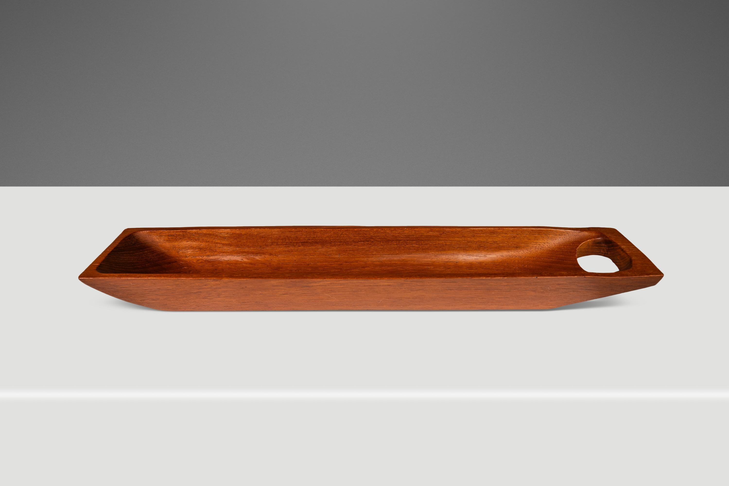 Organic Modern Elongated Serving Tray / Catch-All Hand-Carved from Solid Teak, c. 1970s For Sale
