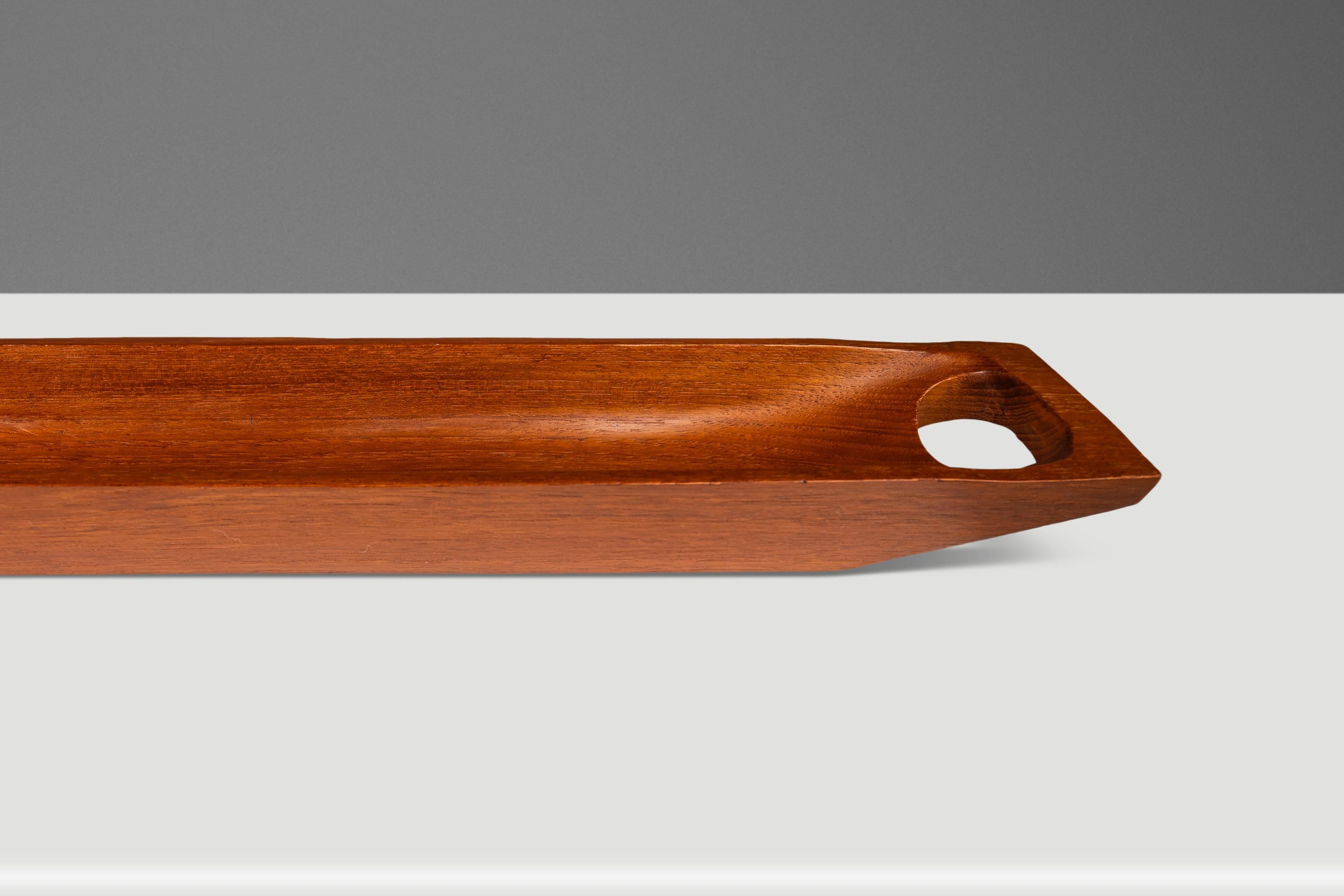 Elongated Serving Tray / Catch-All Hand-Carved from Solid Teak, c. 1970s For Sale 3