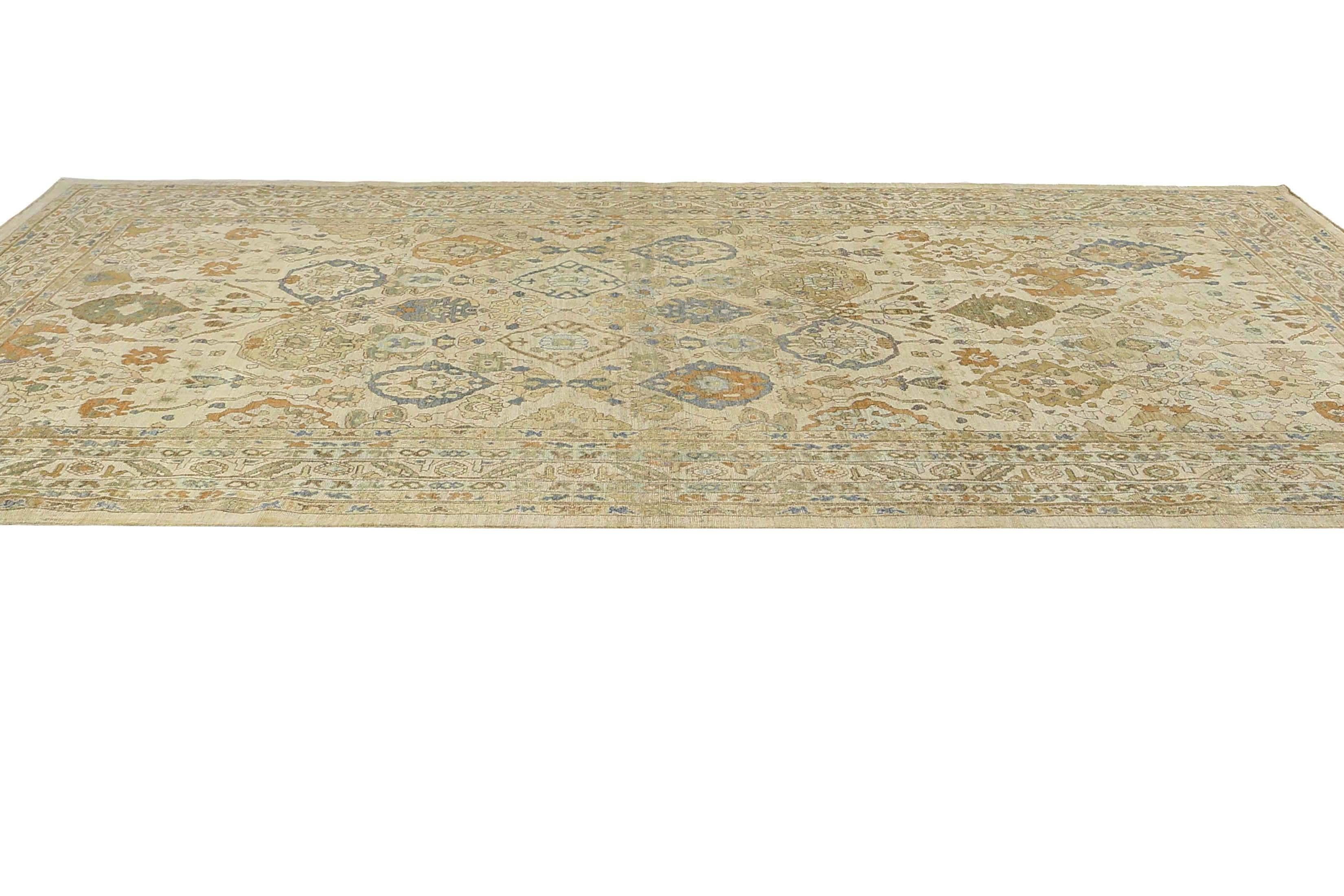 Elongated Turkish Sultanabad Rug For Sale 3