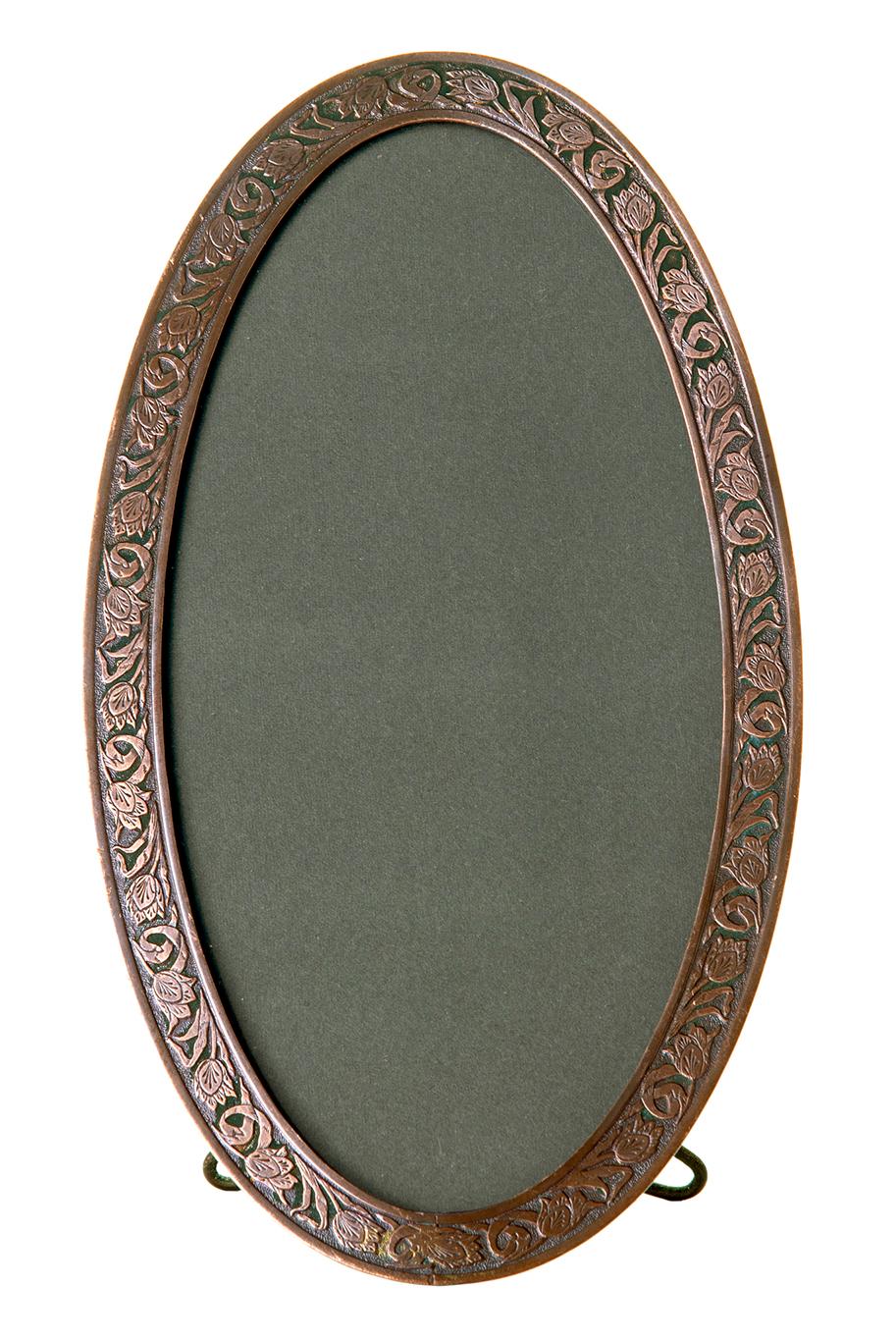 Art Deco Elongated Victorian Brass Oval Easel Frame For Sale