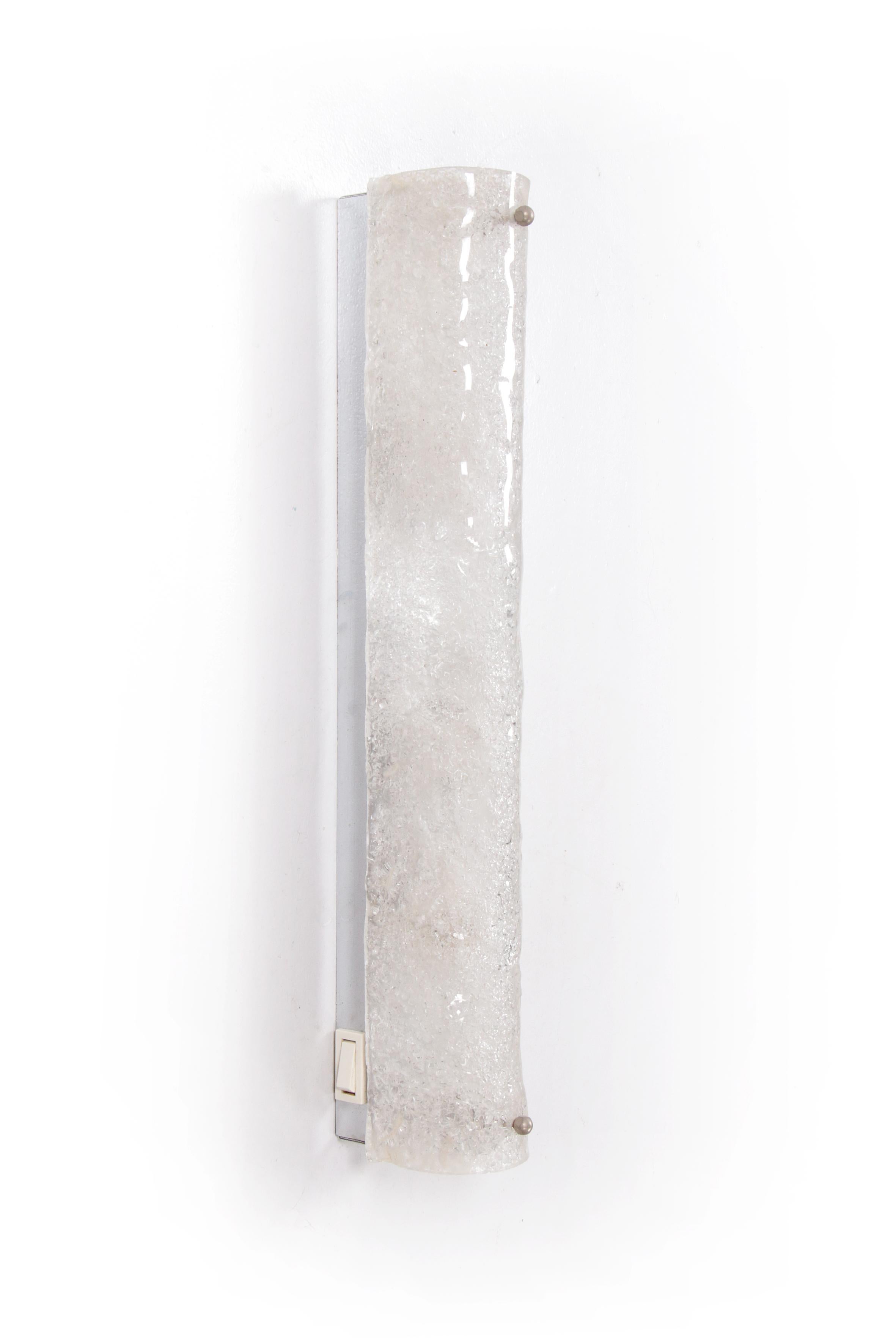 German Elongated wall lamp by Honsel Leuchten with bubble glass 50 cm long.