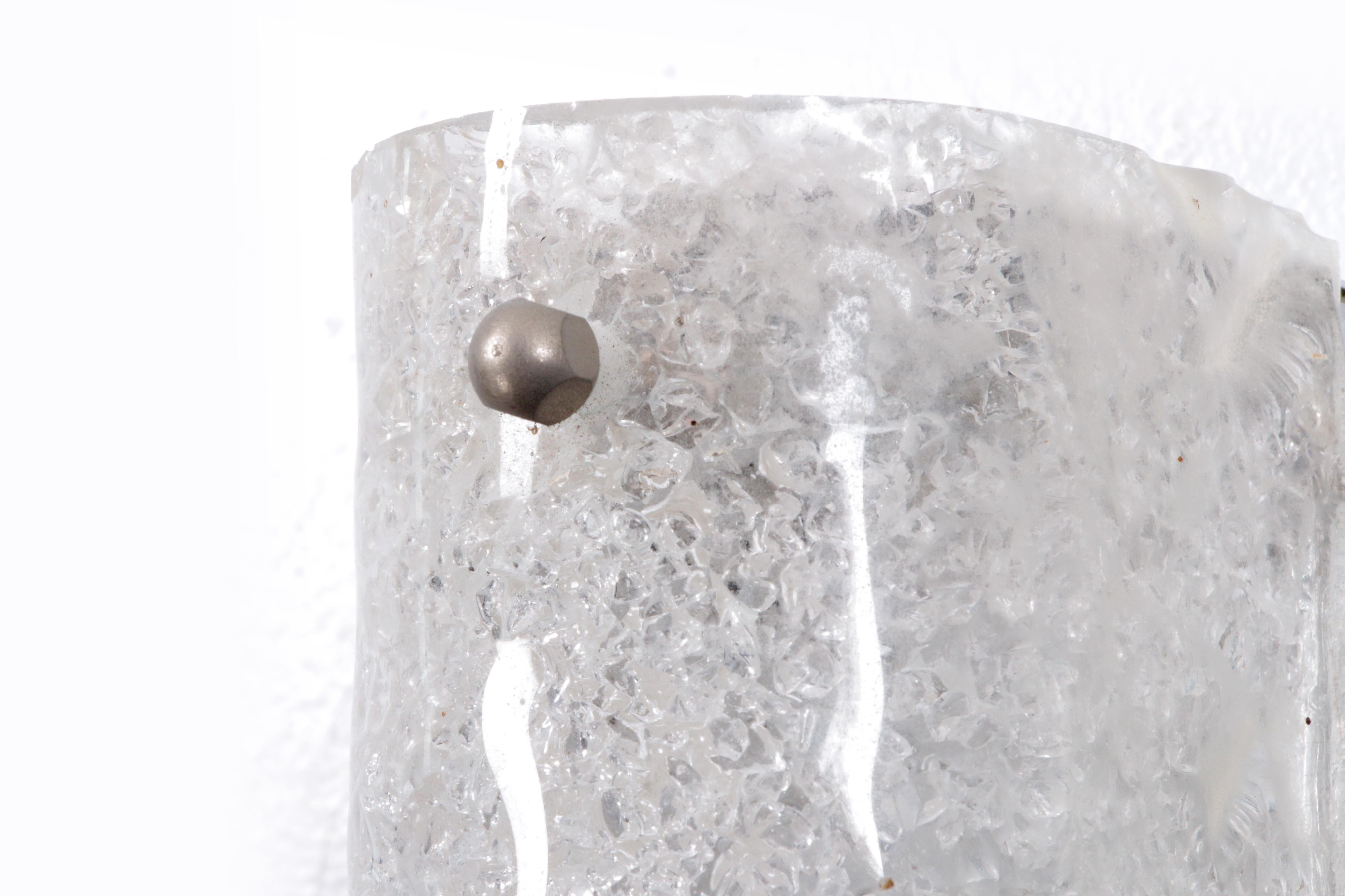 Mid-20th Century Elongated wall lamp by Honsel Leuchten with bubble glass 50 cm long.