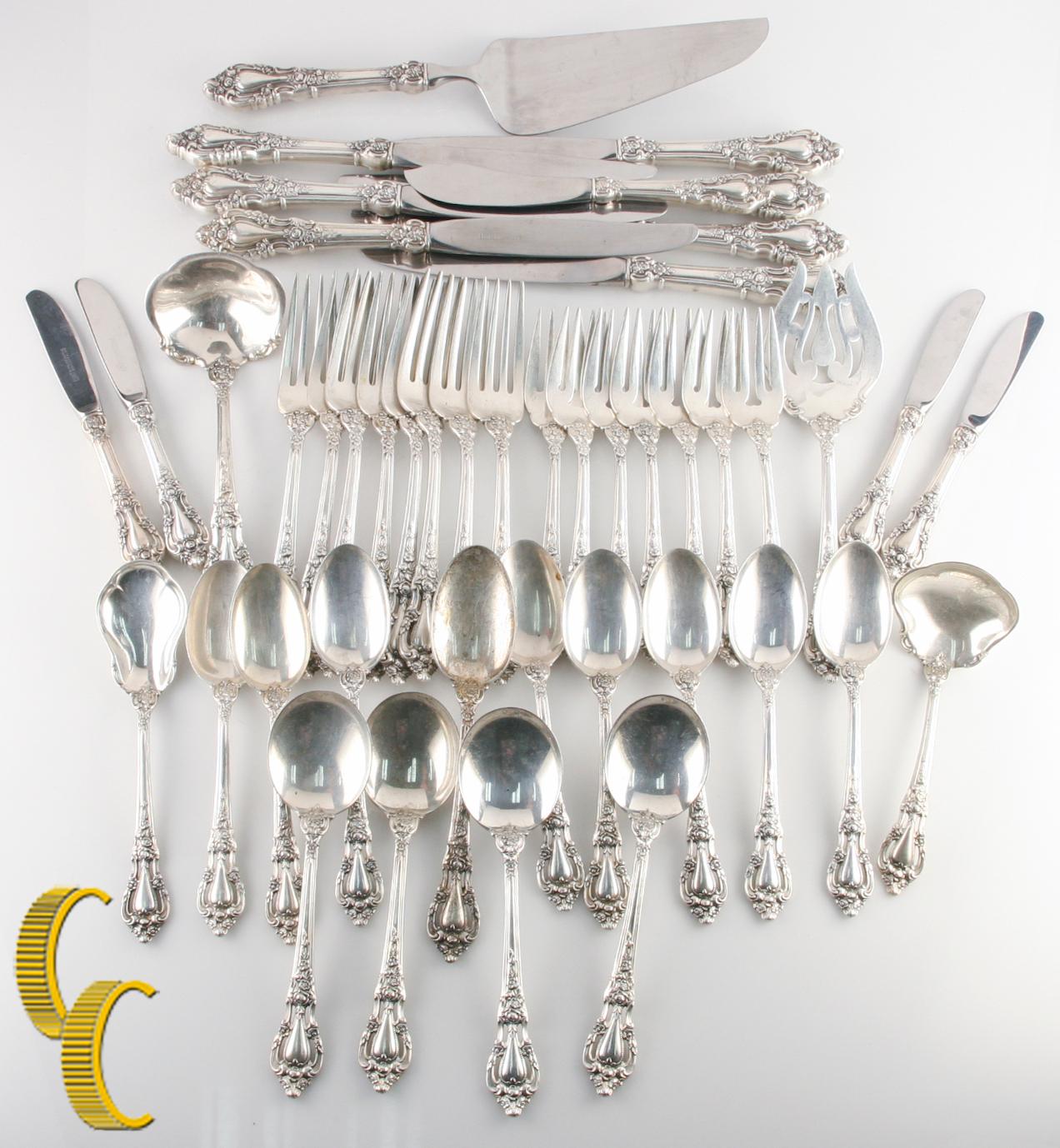 Amazing Sterling Silver Flatware Set by Lunt
Eloquence Pattern (Produced Between 1953 & 2012. Now Retired)
Set Includes:
7 Modern Hollow Knives (9