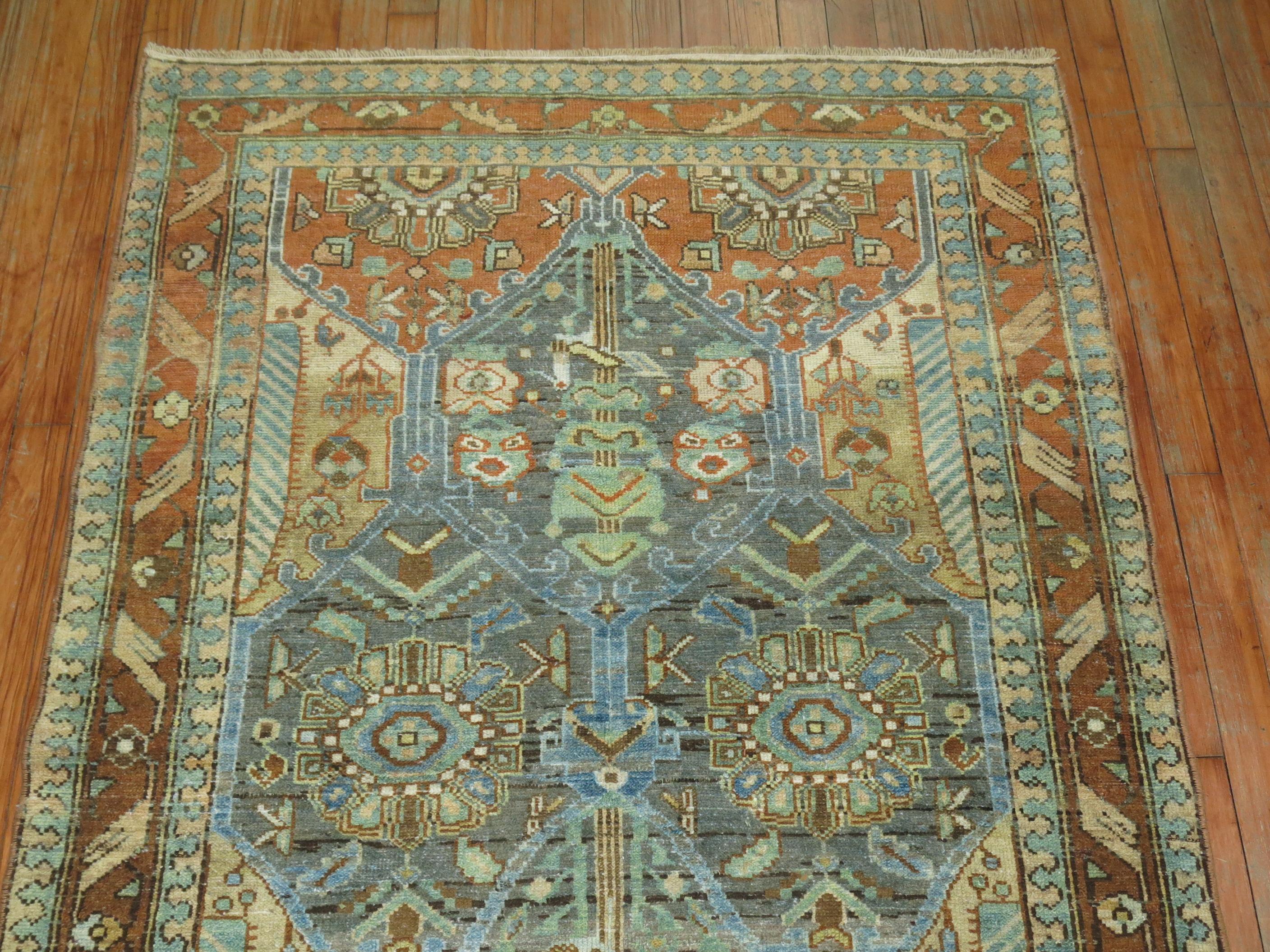 20th Century Eloquent Persian Malayer Scatter Square Rug